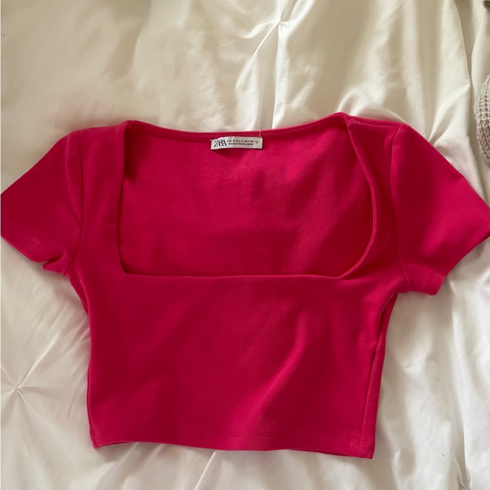 Zara pink Square Neck Top